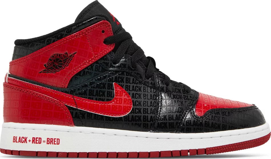 Air Jordan 1 Mid SS- Black + Red = Bred